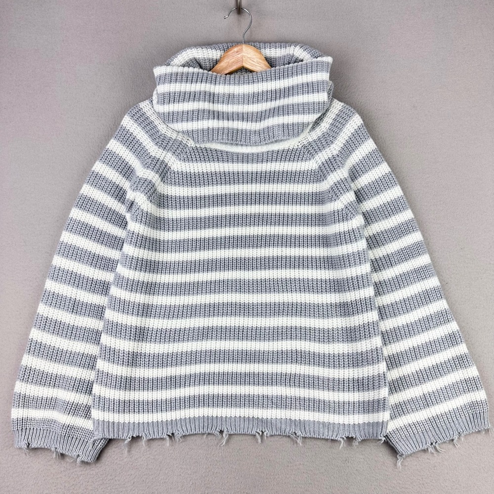 Sanctuary Anthropologie Sweater Womens XS Gray Striped NWT Cotton Knit Oversized